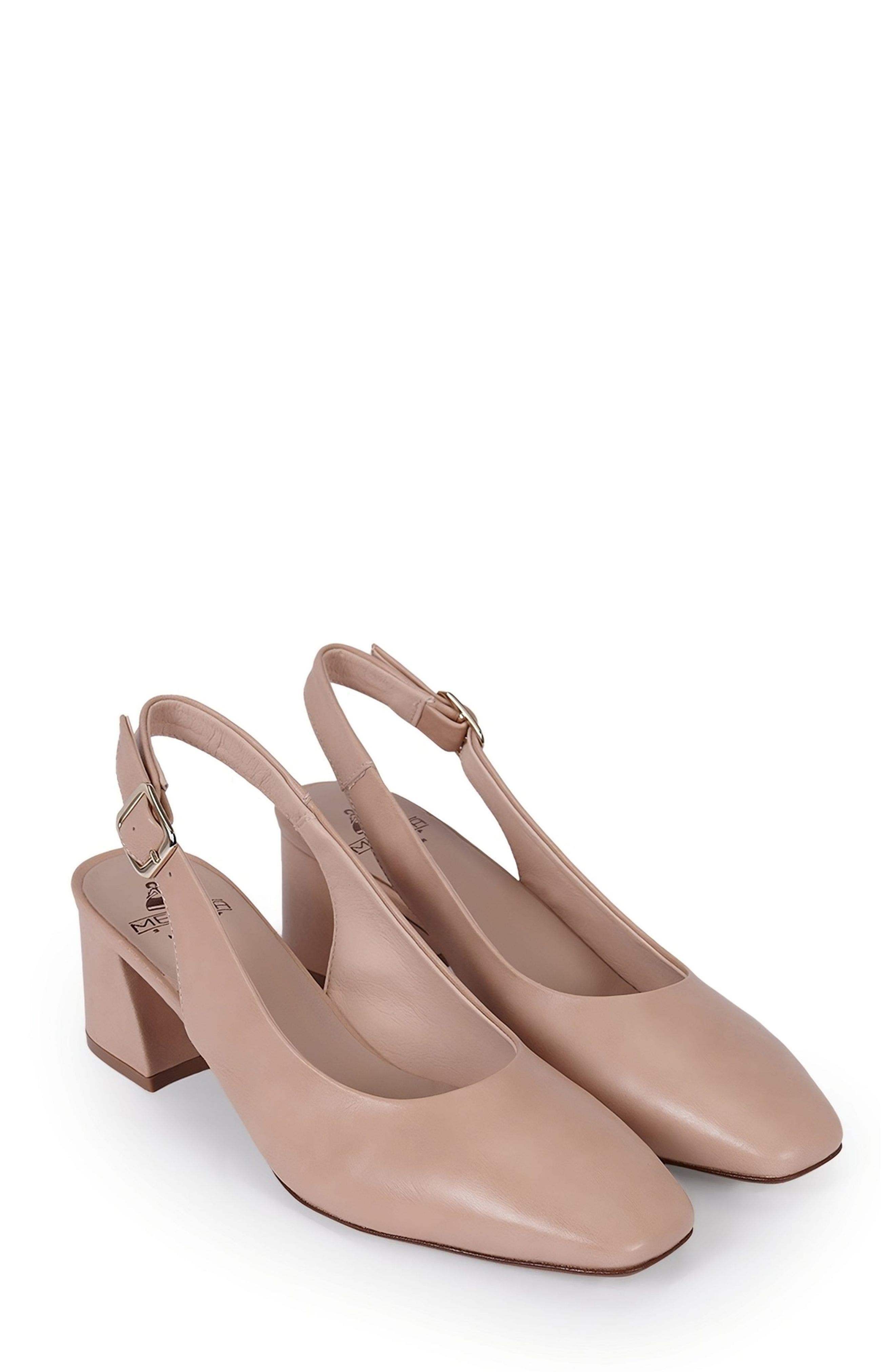 Menina Step Pia Leather Slingback Pump, Alternate, color, Nude