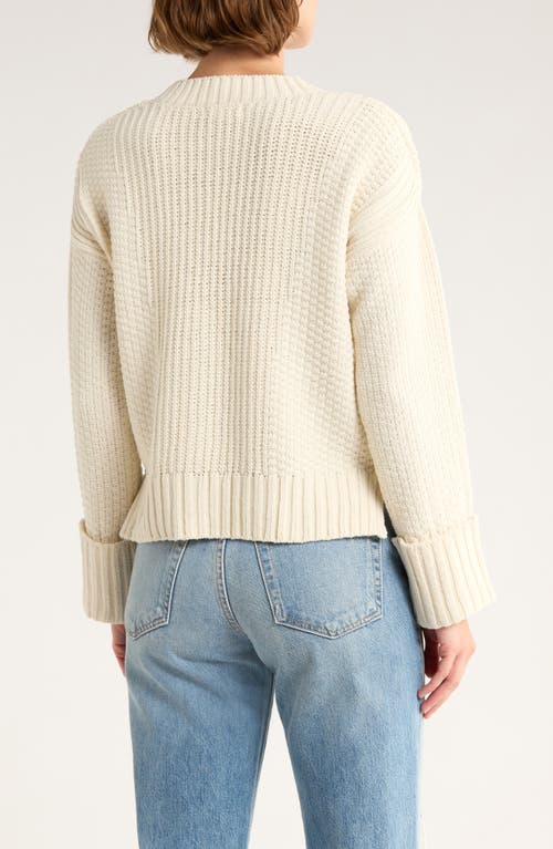 Vigoss Roll Cuff Stitch Cardigan In White