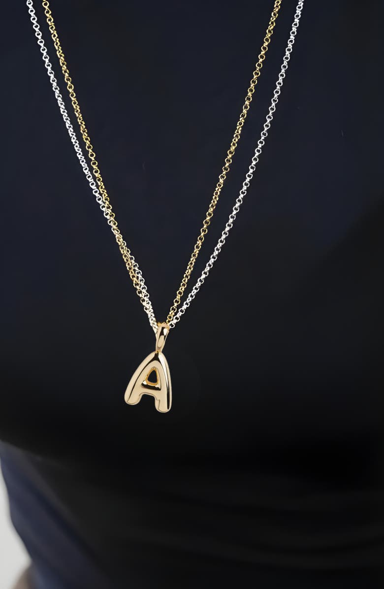 ARGENTO VIVO Puffy A Initial Pendant Necklace, Alternate, color, Two Tone
