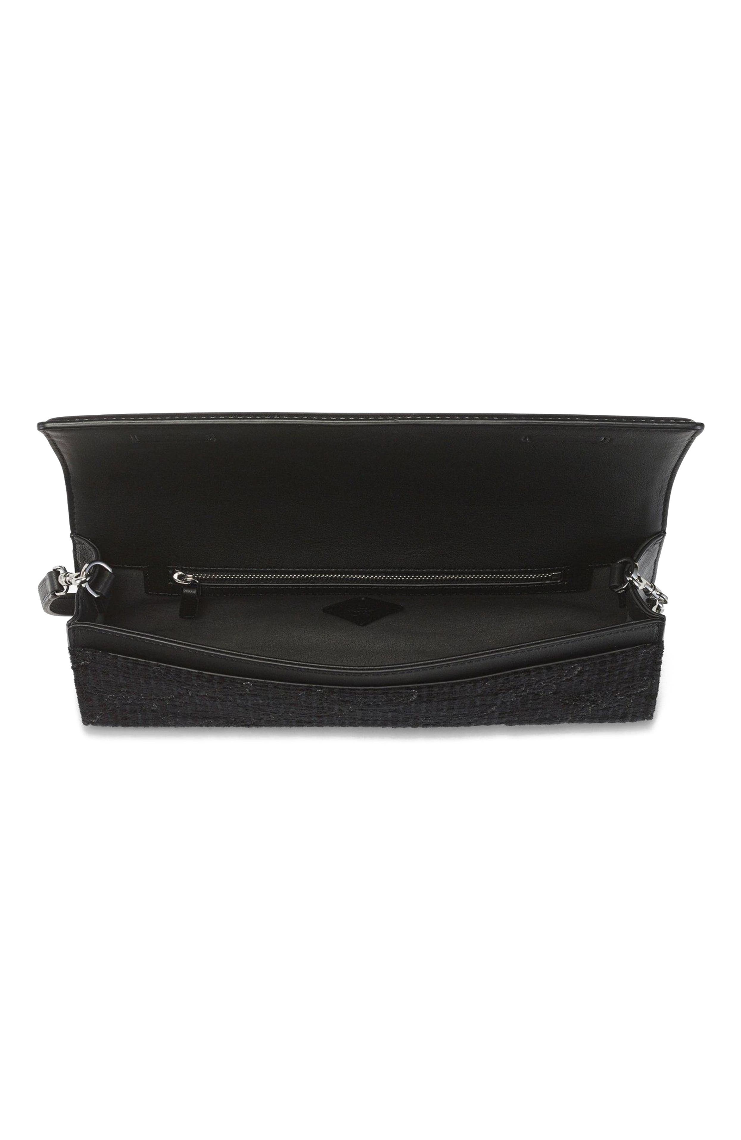 MCM Diamond Clutch in Lauretos Lurex Jacquard, Alternate, color, Black