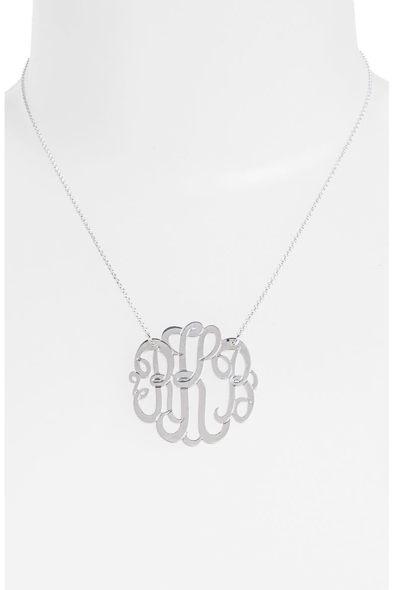 Argento Vivo Personalized Large 3-Initial Letter Monogram Necklace (Nordstrom Exclusive), Alternate, color, SILVER