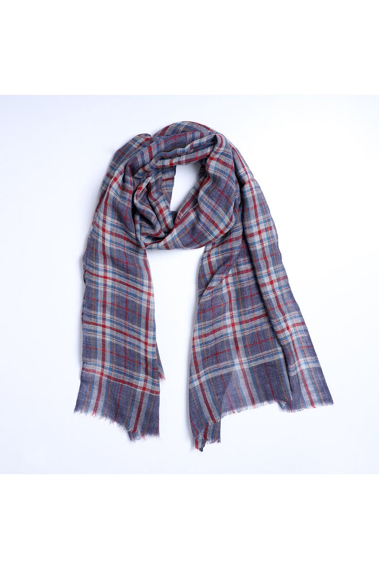 Blue Plaid Scarf, Main, color, Blue Plaid