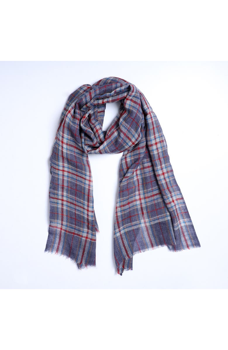 Vismaya Blue Plaid Scarf, Main, color, Blue Plaid