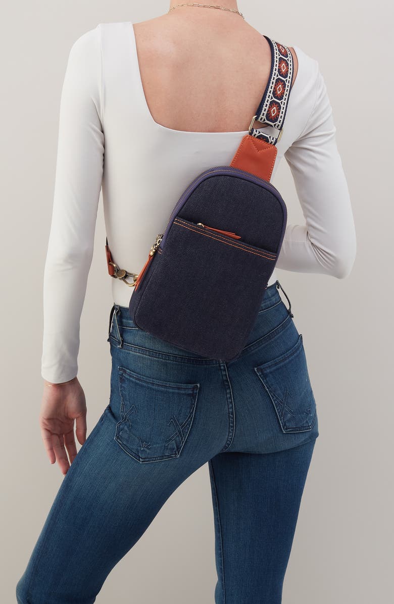 HOBO Cass Leather Sling Bag, Alternate, color, Dark Denim