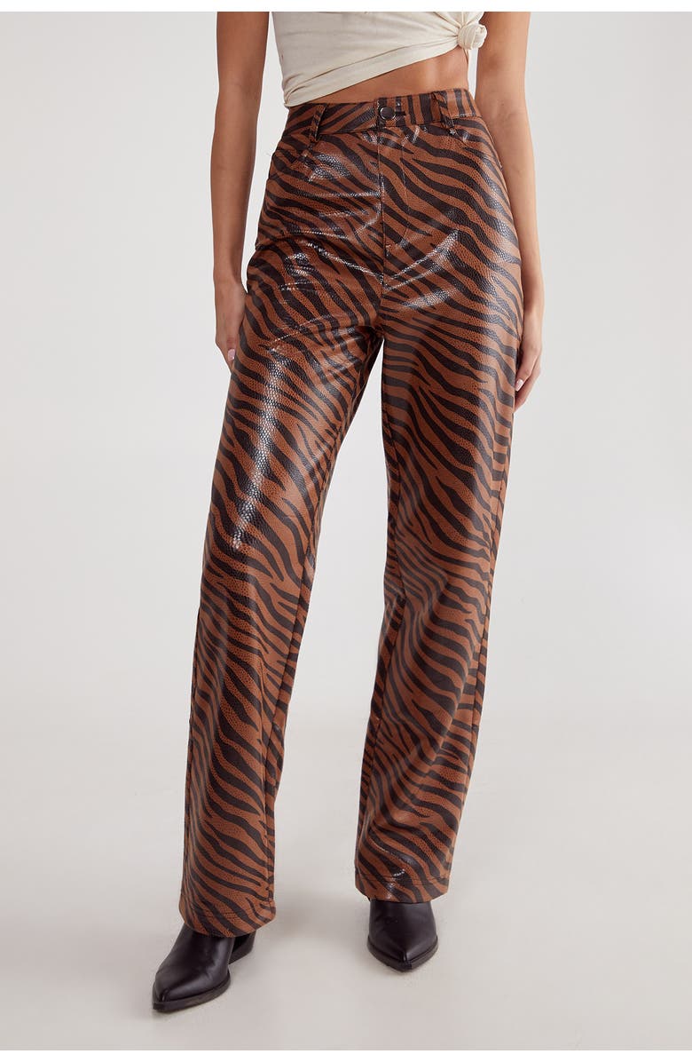 NASTY GAL Zebra Straight Leg Pant, Main, color, Neutral