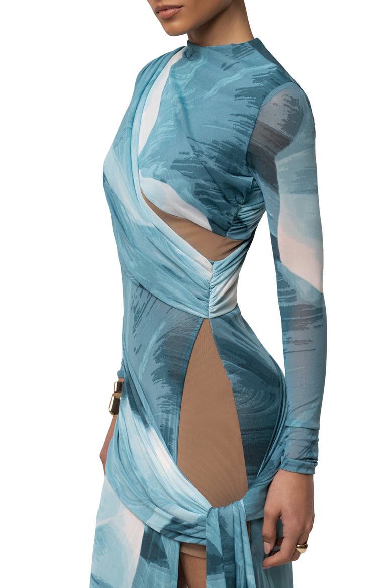 Heatwave Mesh Maxi Dress, Alternate, color, Sunset Blue