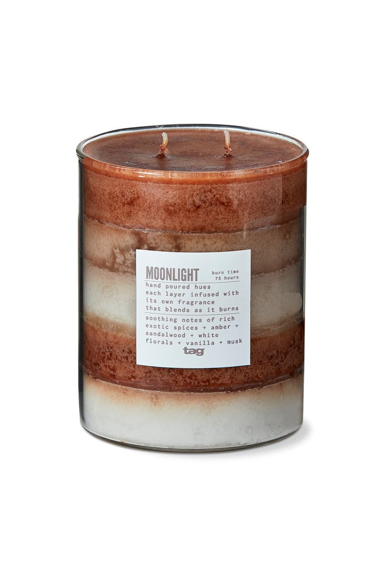 Moonlight Themed Scented Paraffin Wax Pillar Candle Large, Main, color, White