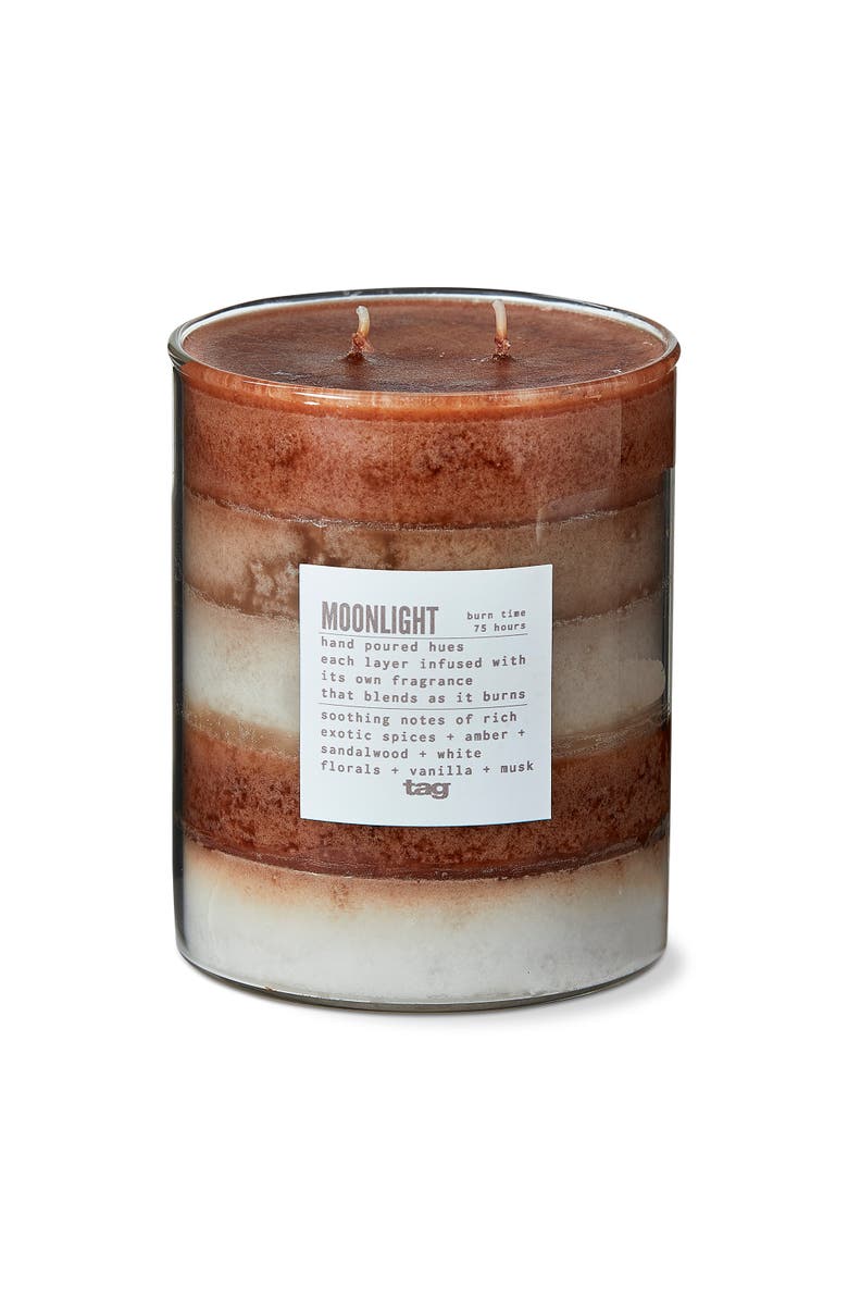 tag Moonlight Themed Scented Paraffin Wax Pillar Candle Large, Main, color, White