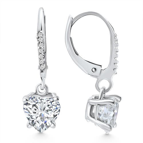 Bliss Diamond 2.07ct Tw Heart Diamond Dangle Lever Back Hoops 14k Gold Lab Grown In 14k White Gold
