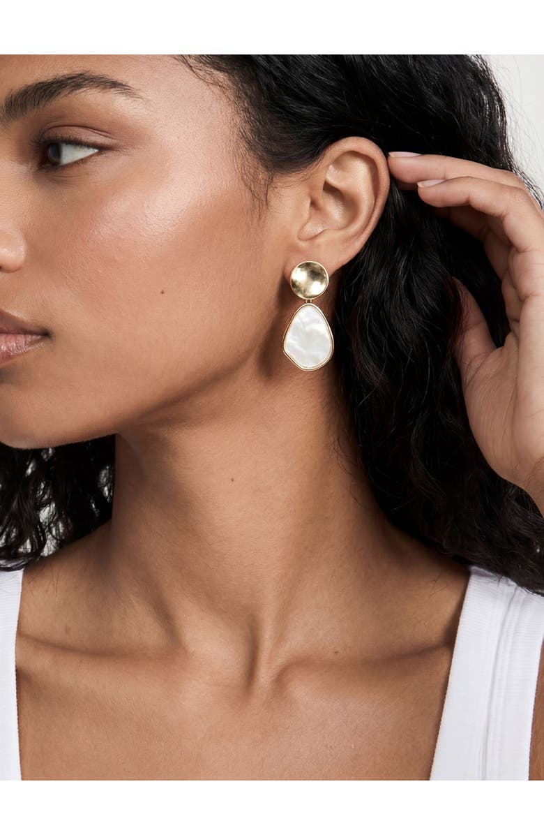 Ettika Pearl Secret Mother-of-Pearl Drop Earrings, Alternate, color, White/ Gold