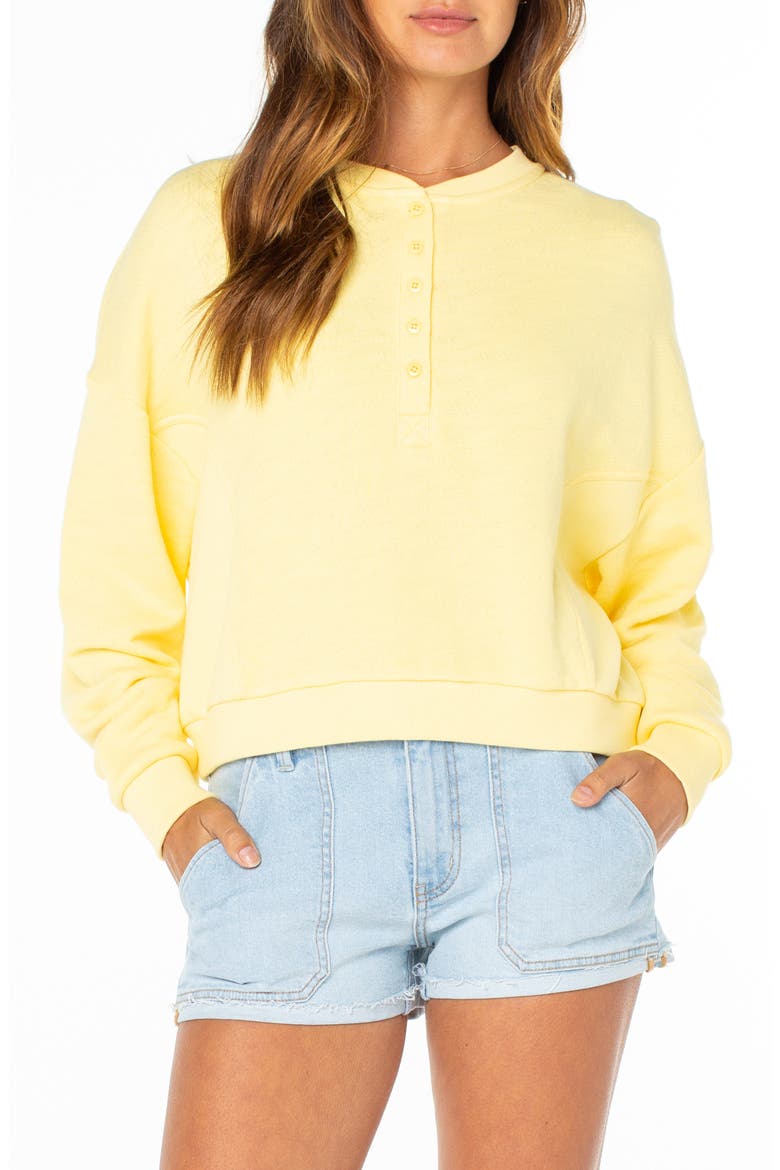 Overcast Relaxed Fit Crop Cotton Henley, Main, color, POPCORN