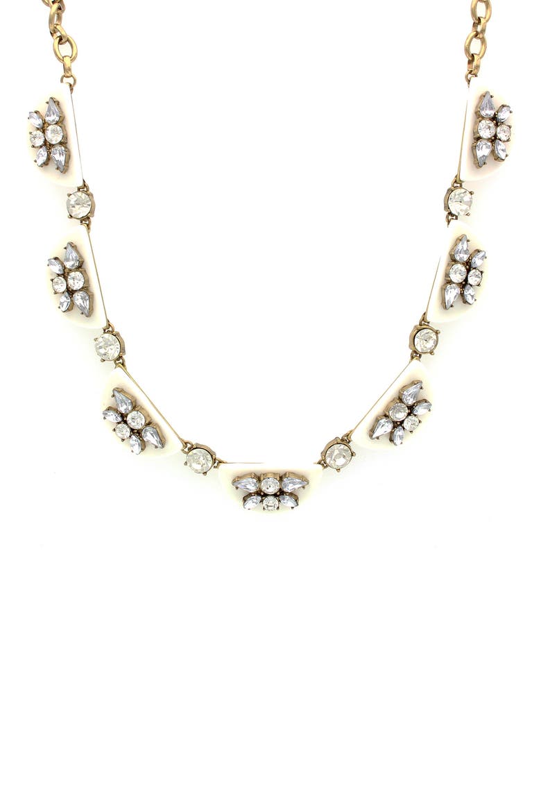 Embellished Crescent Necklace, Main, color, WHITE