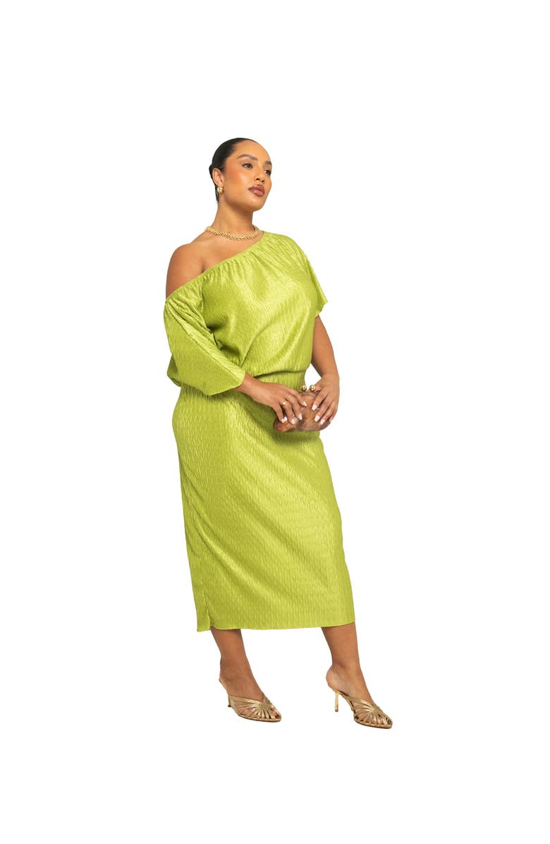 FASHION-SZN CURVE Off The Shoulder Chevron Midaxi Dress, Alternate, color, Green
