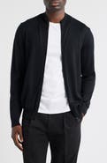 BOSS Balonso Mock Neck Wool Full Zip Cardigan