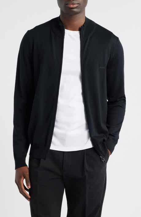 BOSS Balonso Mock Neck Wool Full Zip Cardigan