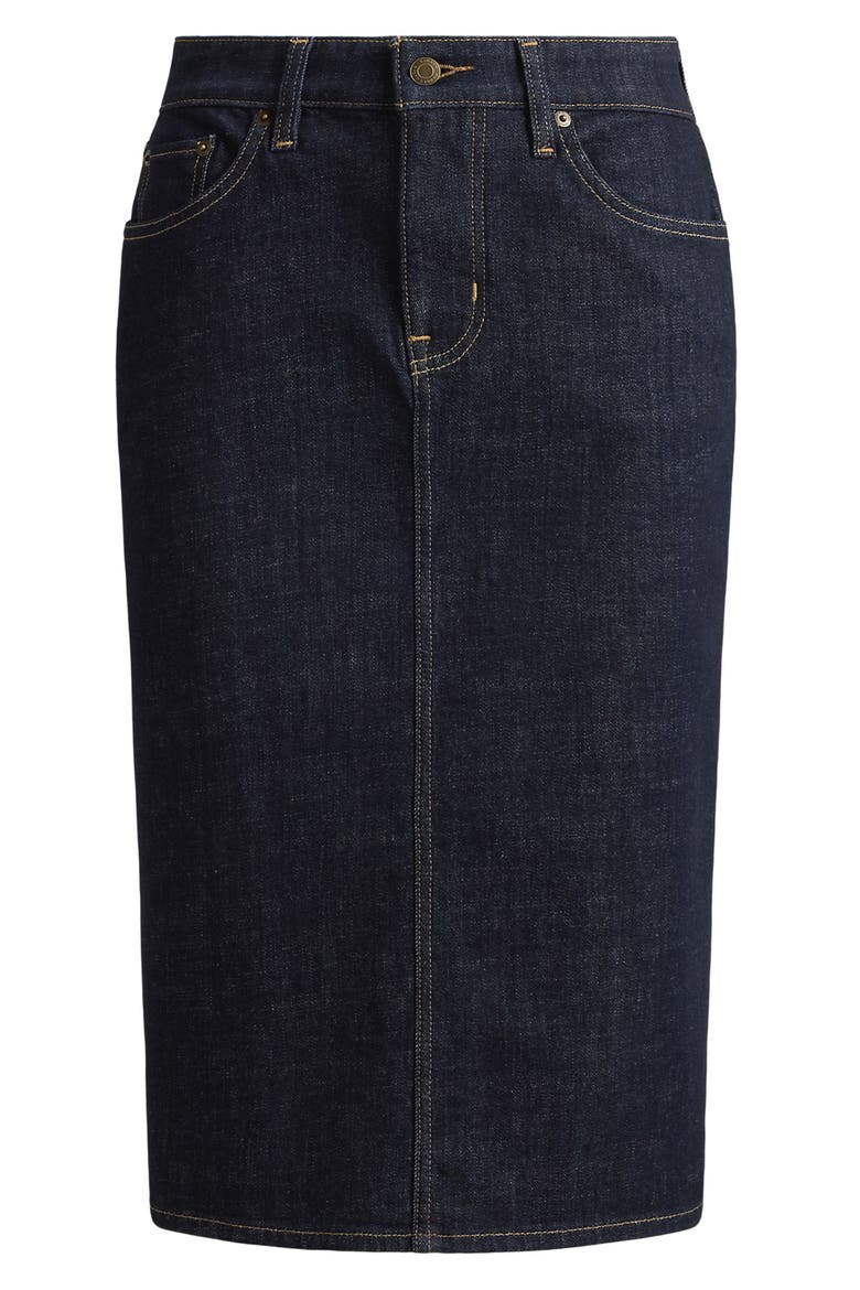 Denim Pencil Skirt, Alternate, color, RINSE WASH BLUE