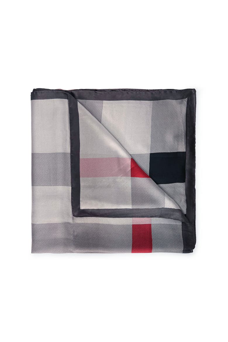 Checkered & Trimmed Ultrasoft Lightweight Scarf, Alternate, color, Grey/Red