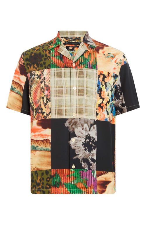 Allsaints Patches Camp Shirt In Cadet Black