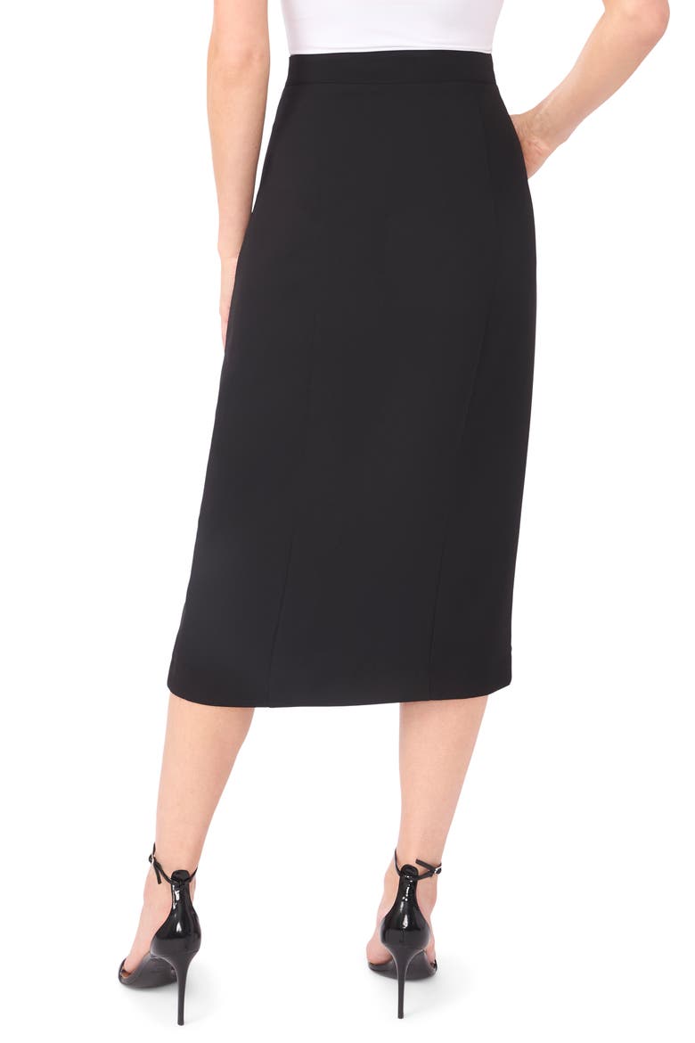 Floral Button Crepe Skirt, Alternate, color, RICH BLACK