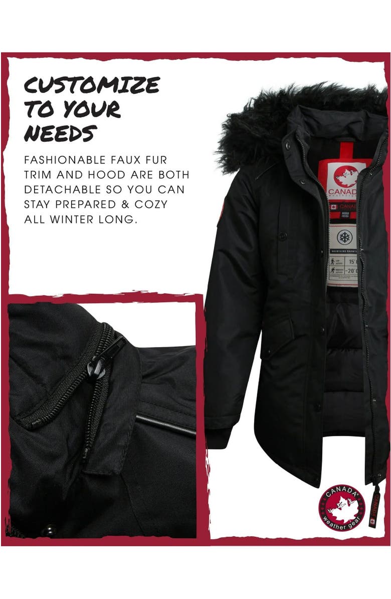 CANADA WEATHER GEAR Girls
 Winter Faux Fur Lining Ski Jacket, Alternate, color, 