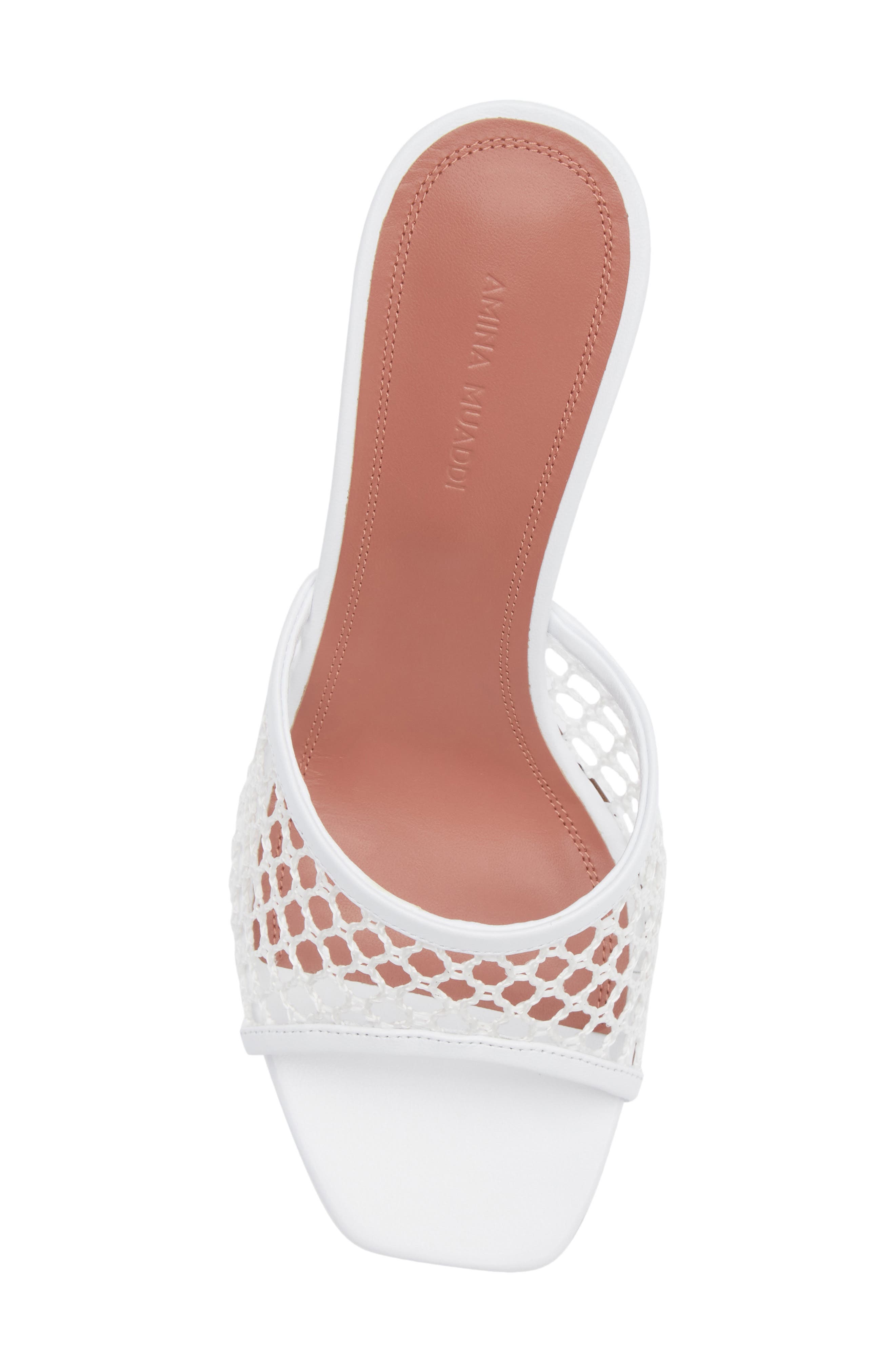 Amina Muaddi Lupita Net Slide Sandal, Alternate, color, White Net White Nappa