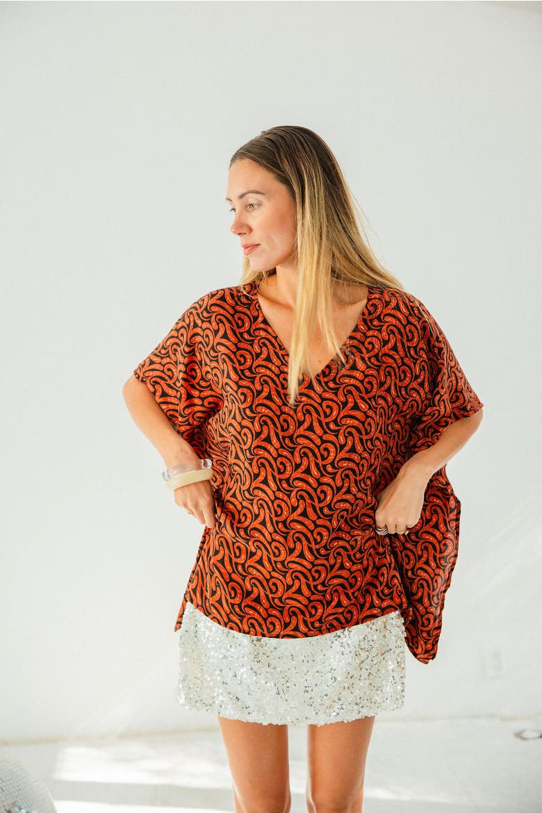 Mini Caftan Angeles, Alternate, color, Orange
