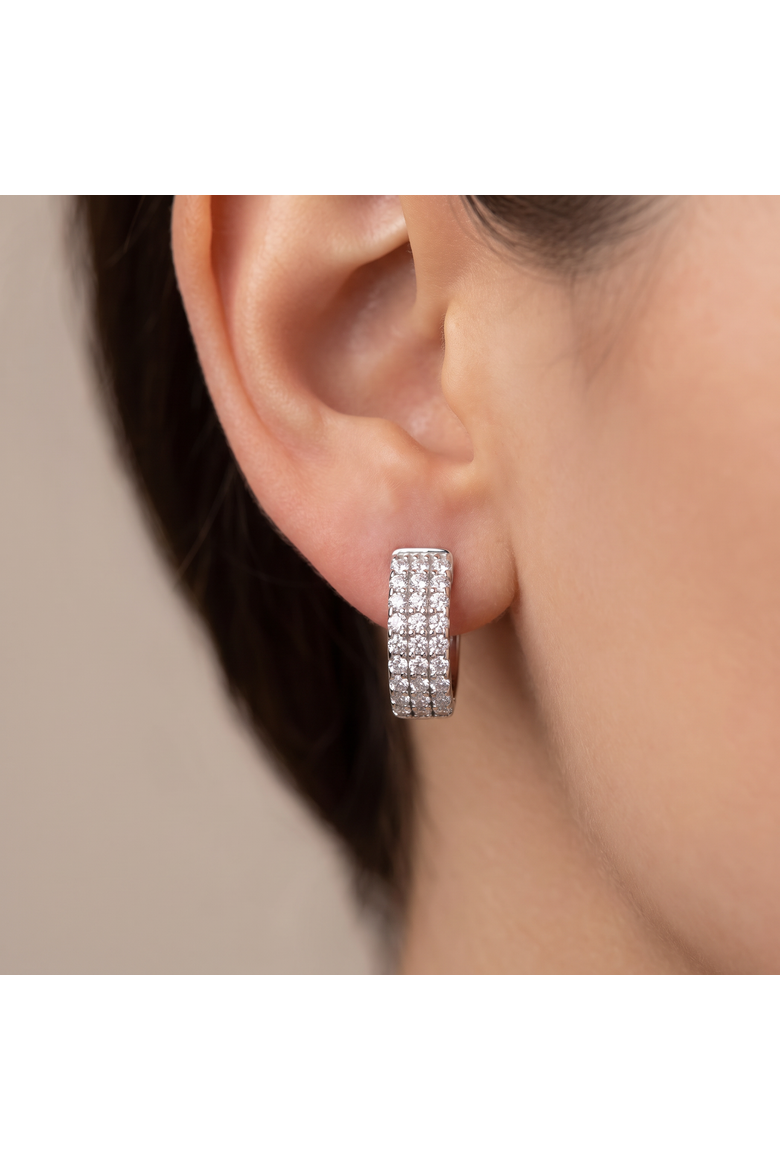 1/2 Ct Diamond  Hoops Women's Earrings Silver Lab Grown, Alternate, color, Silver