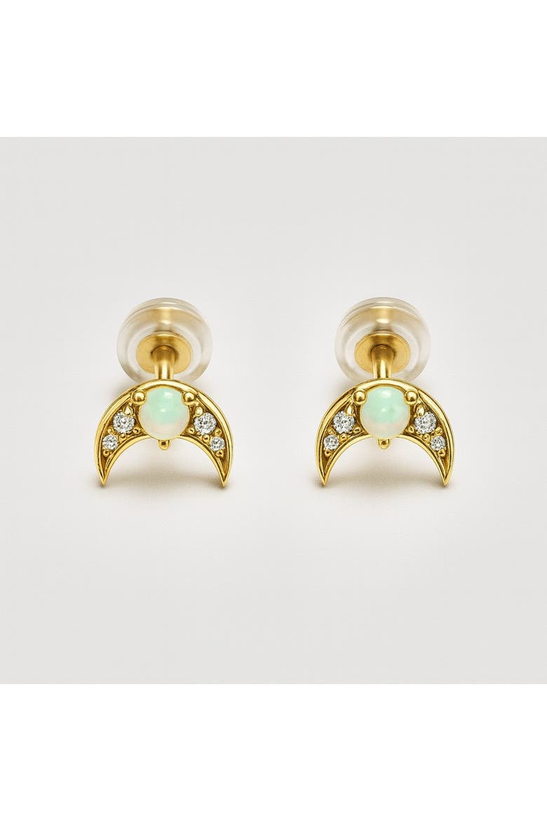 The Deveraux Crescent Studs, Main, color, Gold