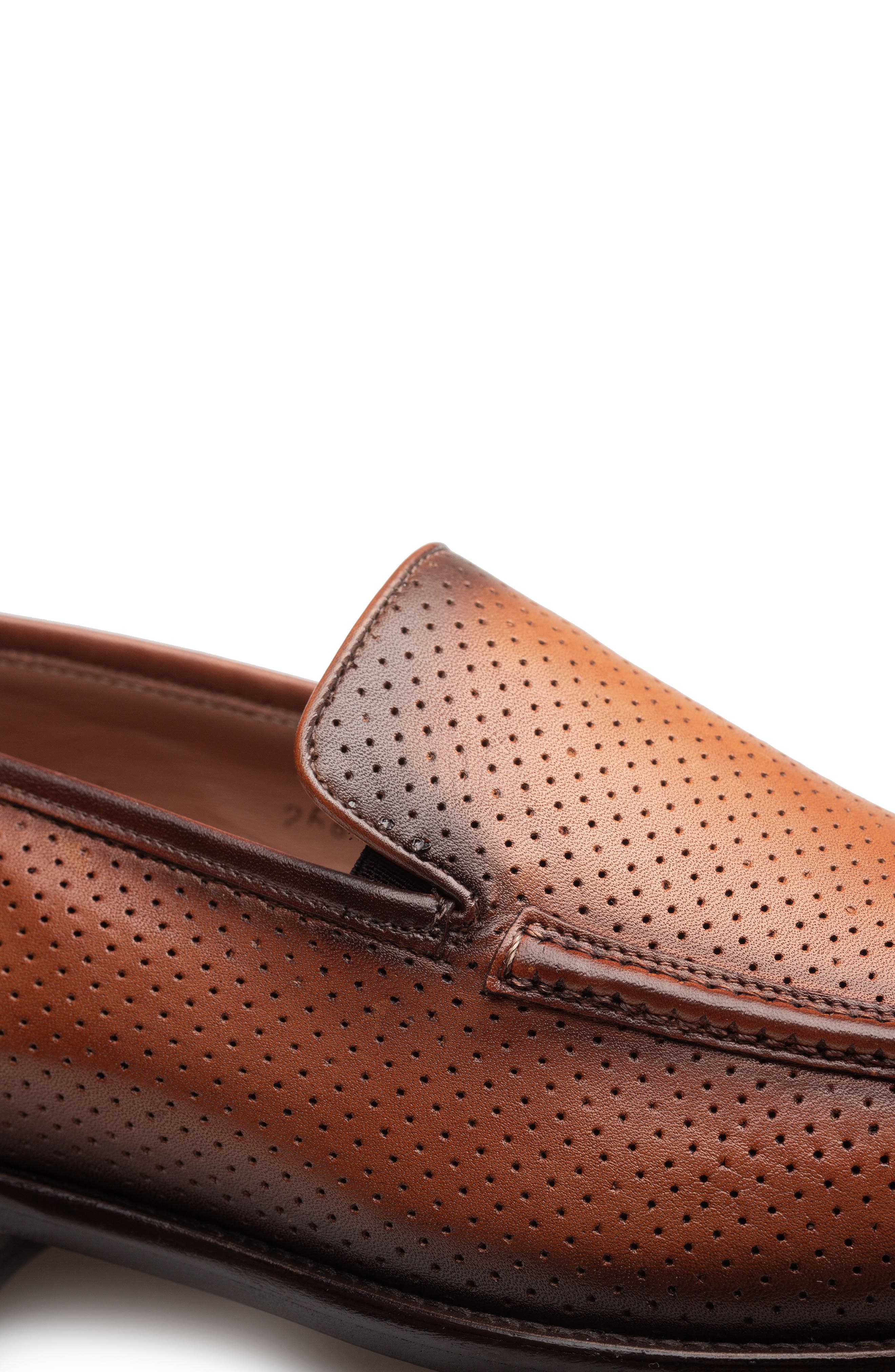 Perforated Leather Loafer, Alternate, color, COGNAC