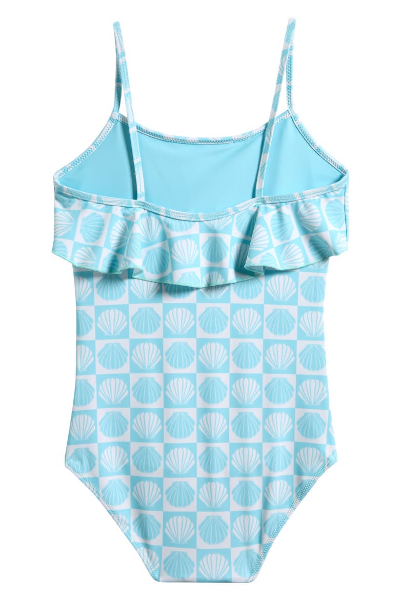 Kids' Ilfracombe Ruffle One-Piece Swimsuit, Alternate, color, BLUE/ CREAM
