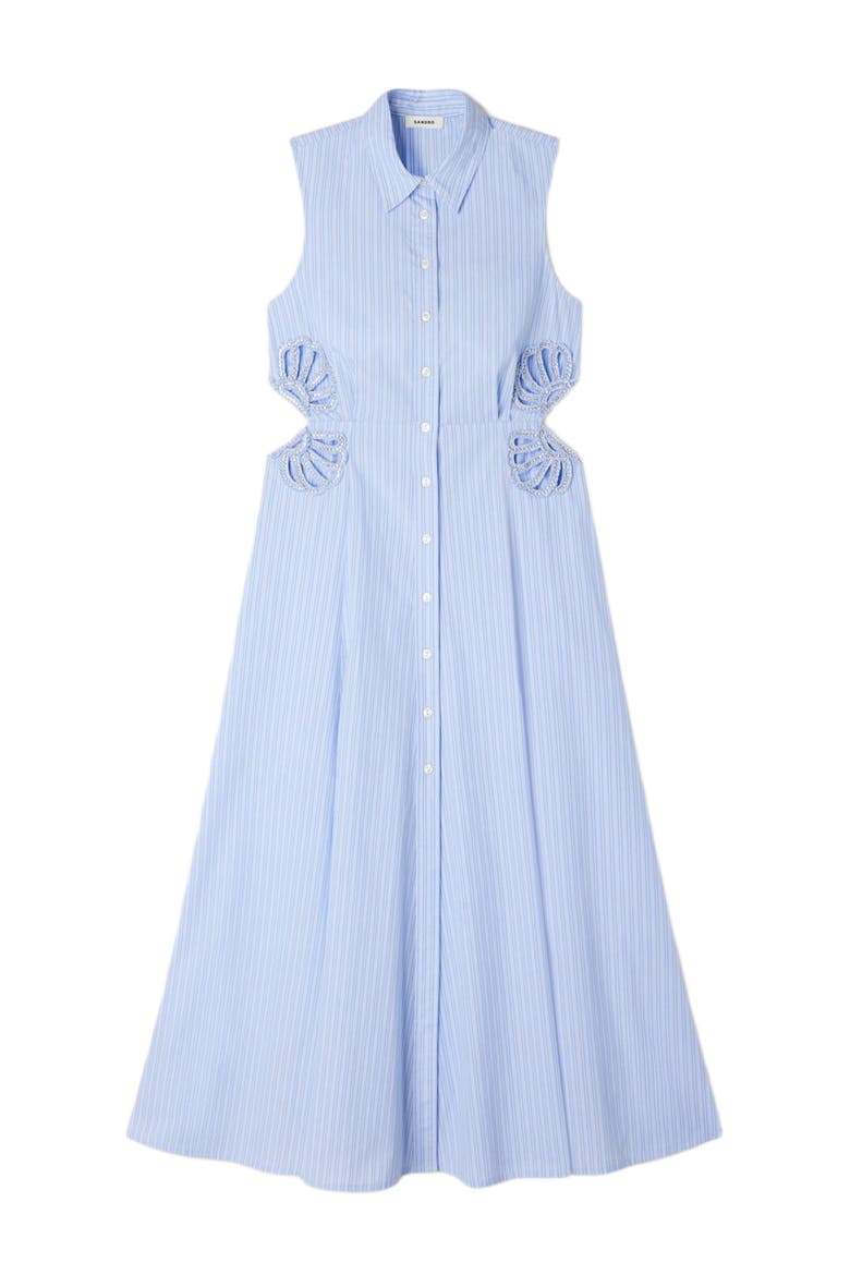Striped cotton maxi dress, Alternate, color, Sky blue
