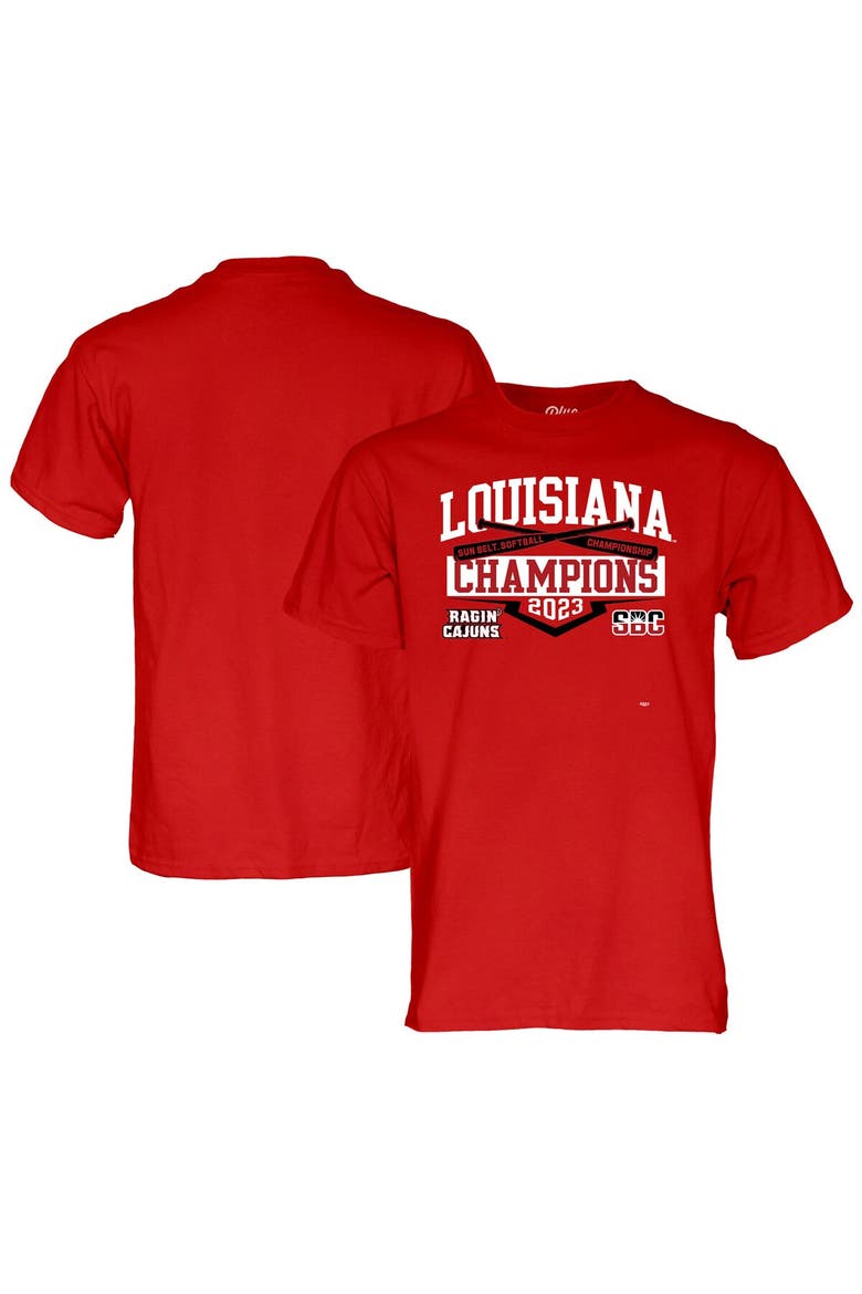 Men's Blue 84 Cardinal Louisiana Ragin' Cajuns 2023 NCAA Sunbelt Softball Conference Tournament Champions T-Shirt, Alternate, color, Cardinal