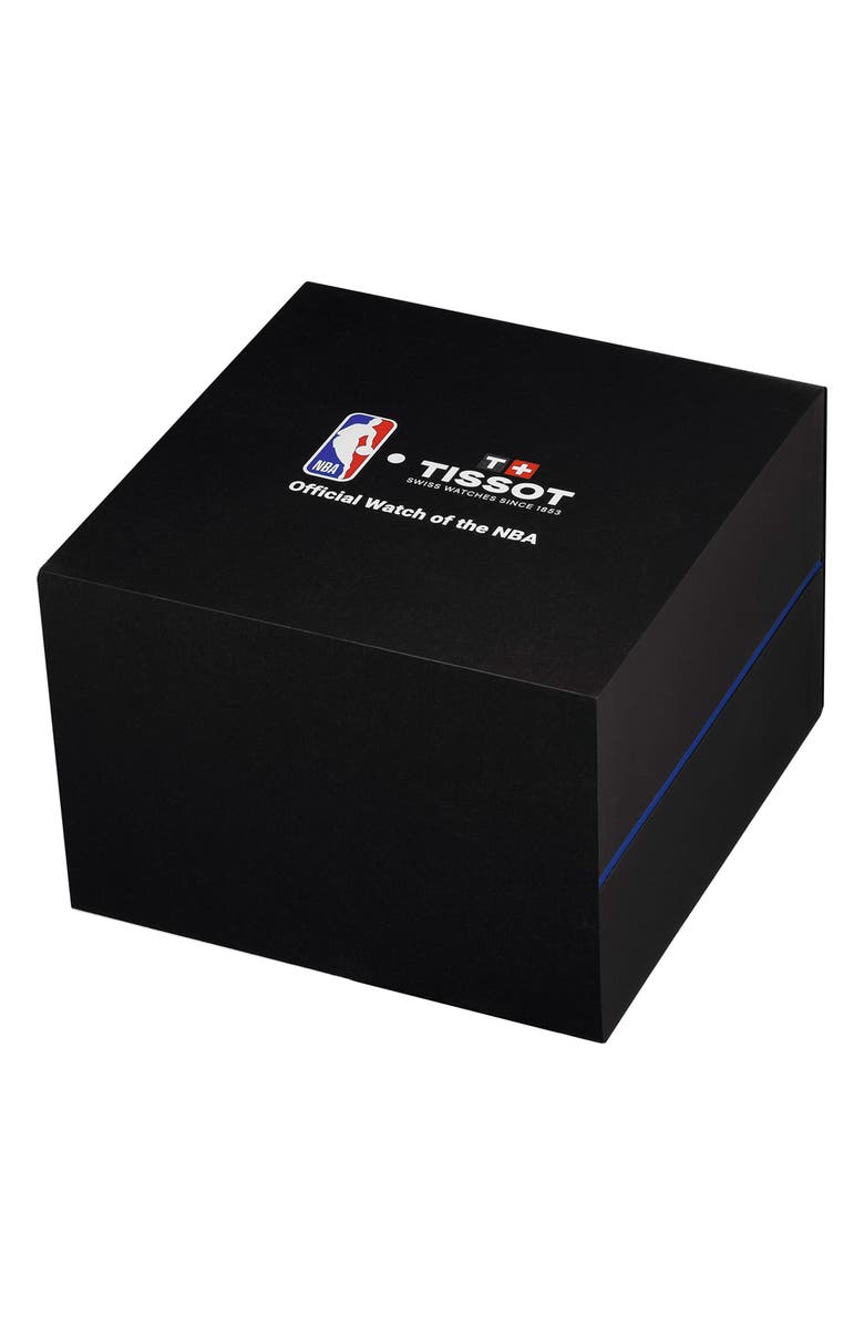 Tissot Supersport NBA Special Edition Chronograph Leather Strap Watch, 45.5mm, Alternate, color, Black