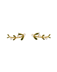 Fable England Niva Mistletoe & Pearl Climber Earrings
