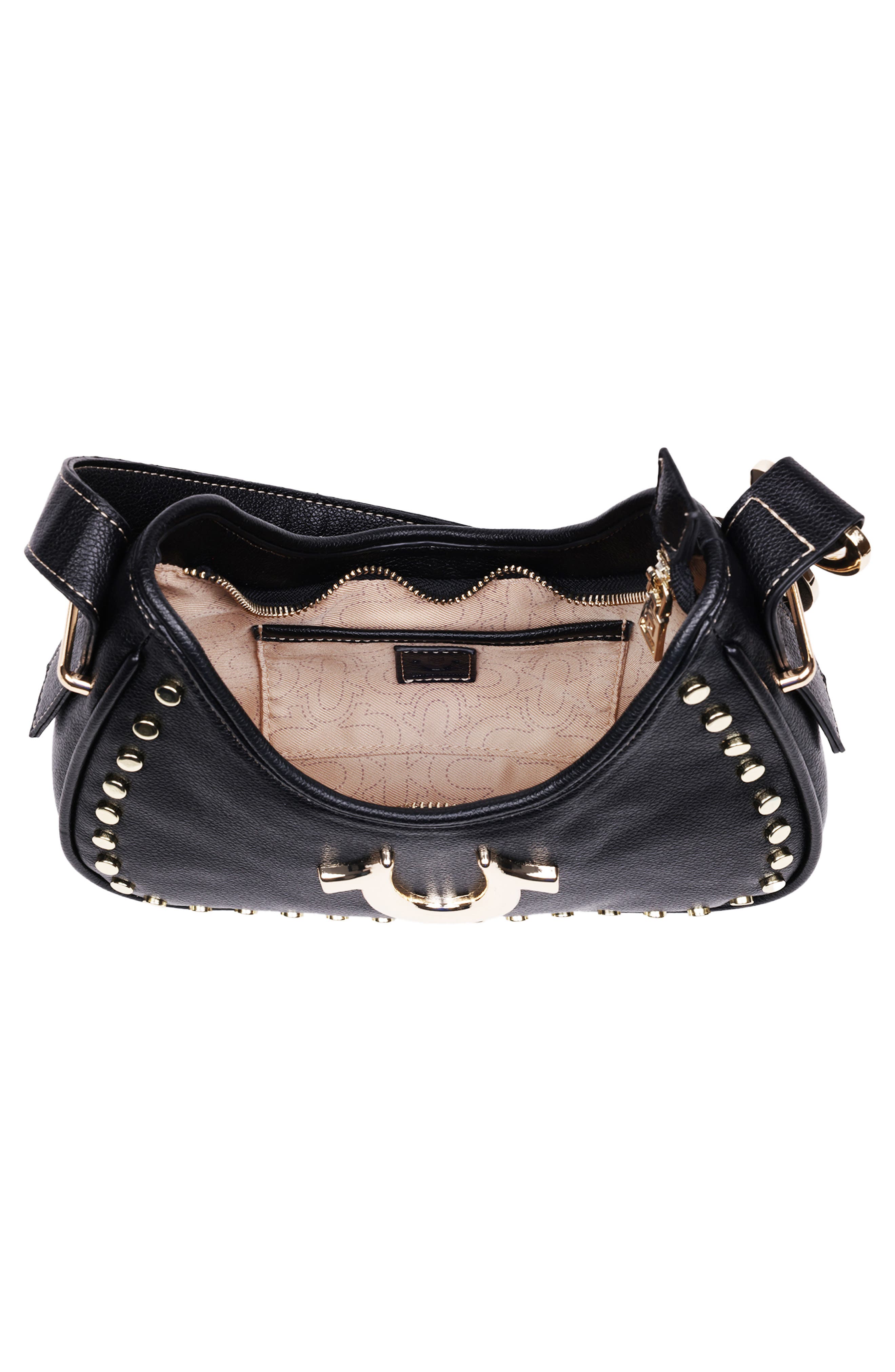 True Religion Studded Horseshoe Shoulder Bag, Alternate, color, 