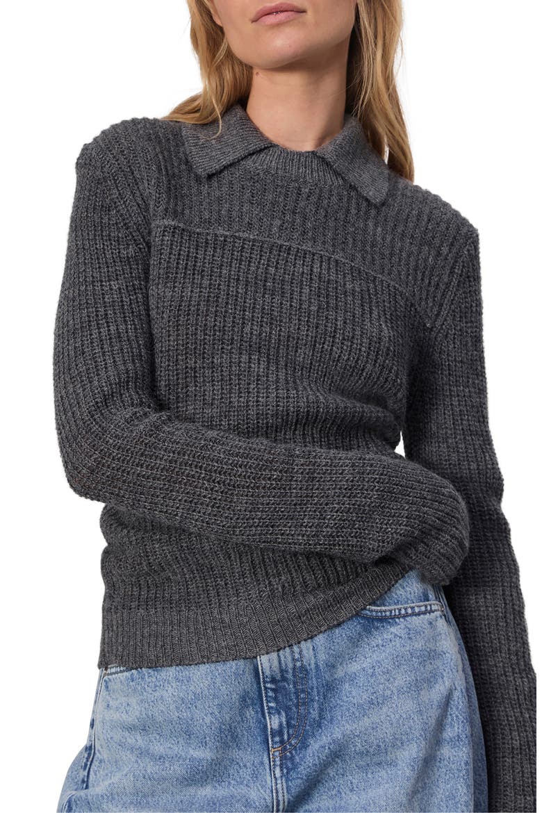 Madix Wool & Alpaca Blend Sweater Polo, Main, color, CHARCOAL