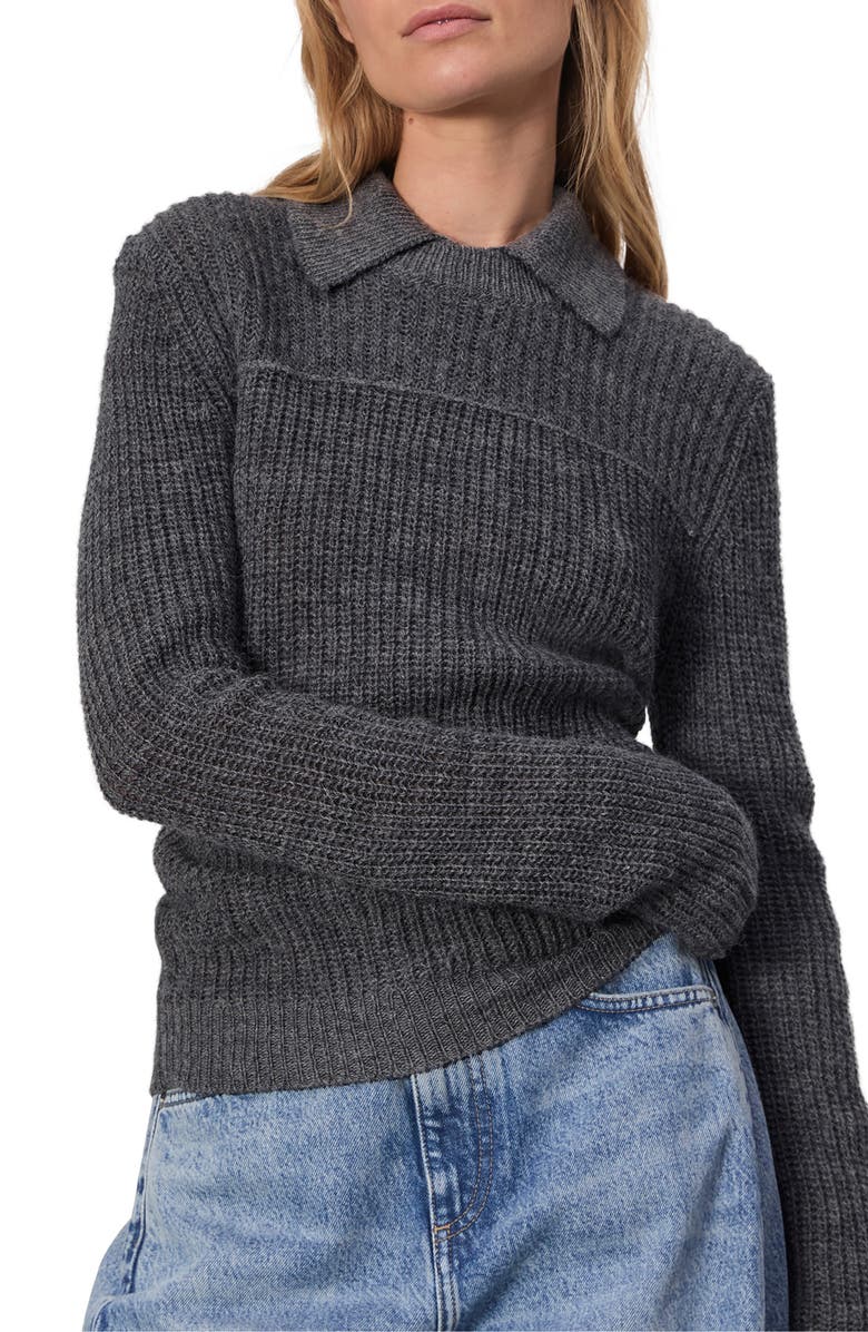 rag & bone Madix Wool & Alpaca Blend Sweater Polo, Main, color, Charcoal