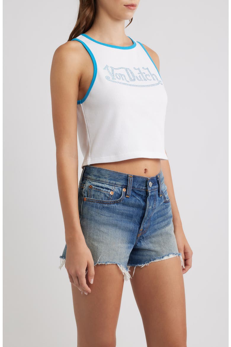 Rhinestone Ribbed Ringer Tank, Alternate, color, BRIGHT WHITE/ DRESDEN BLUE