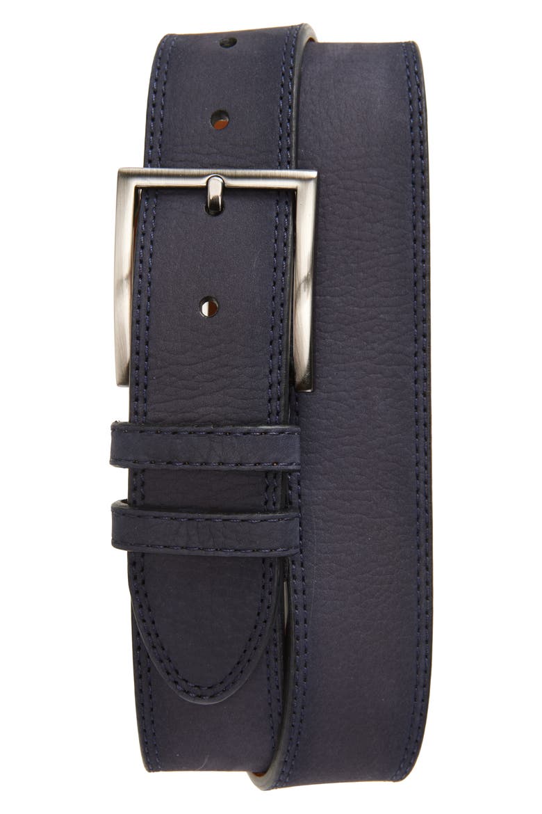 Eastwood Pebble Leather Belt, Main, color, NAVY TEXTURED SUEDE