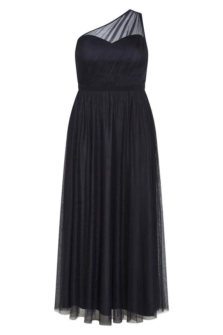 Daniela One-Shoulder Tulle Maxi Dress, Alternate, color, NAVY