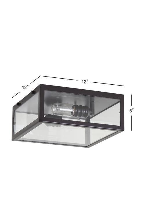 Jonathan Y Grayson 2-light Bohemian Farmhouse Iron/glass Led Flush Mount In Black