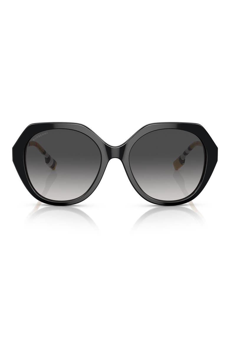 57mm Irregular Sunglasses, Main, color, BLACK / GREY GRADIENT
