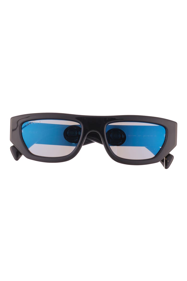 53mm Rectangular Sunglasses, Main, color, BLACK BLACK BLUE
