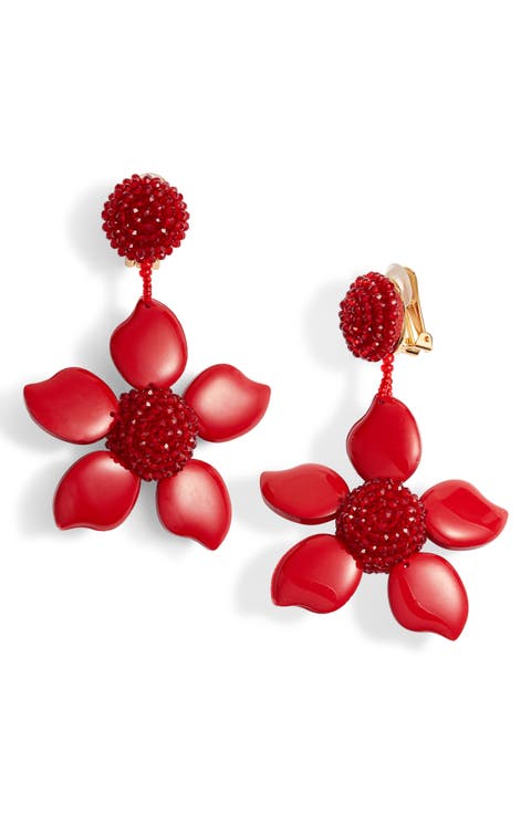 Bold Enamel Flower Drop Earrings