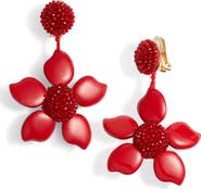 Oscar de la Renta Bold Enamel Flower Drop Earrings