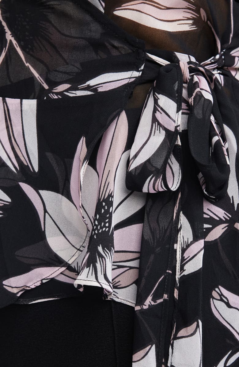 Estelle Azalea Floral Mesh Wrap Top, Alternate, color, 