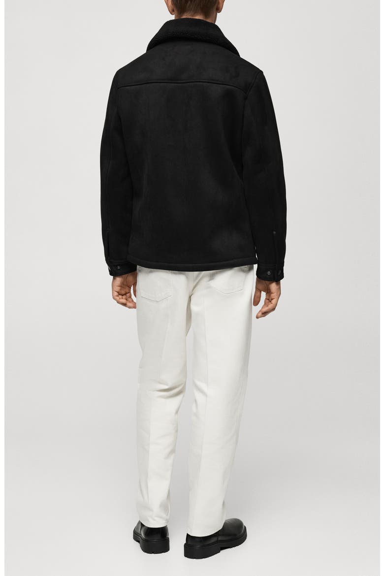 Faux Shearling Jacket, Alternate, color, BLACK