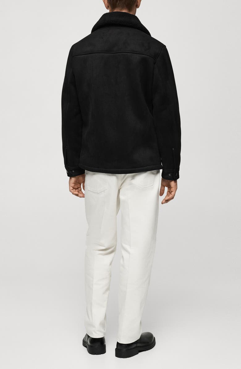 MANGO Faux Shearling Jacket, Alternate, color, Black