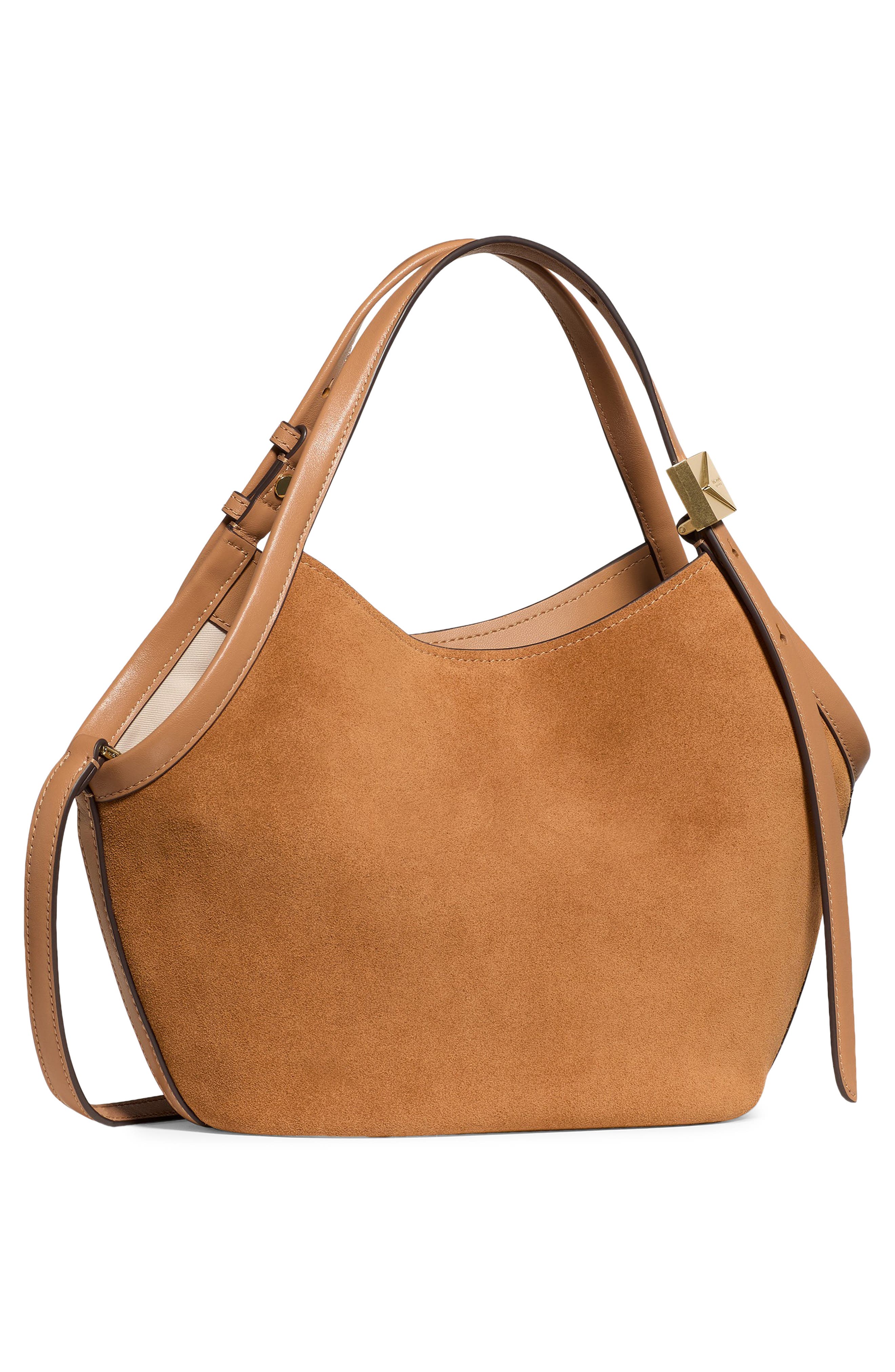 Kate Spade New York Small Deco Suede Tulip Tote, Alternate, color, Garden Soil