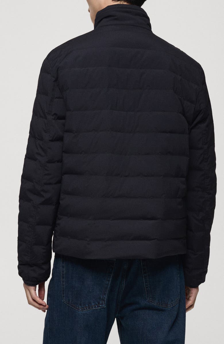 MANGO Water Repellent Quilted Down Jacket, Alternate, color, Dark Navy